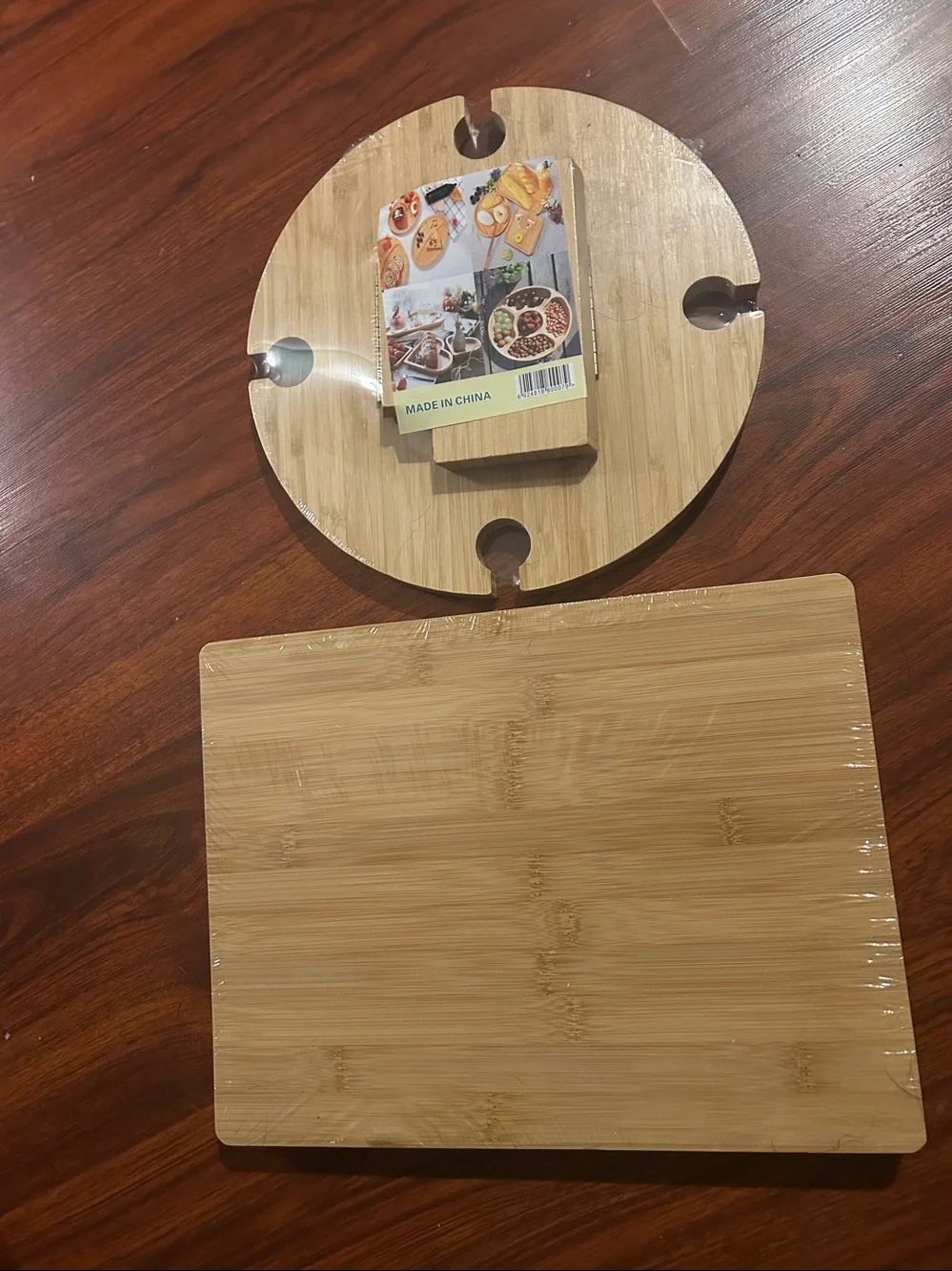 New Bamboo Wine Picnic Table & Charcuterie Boards Bundle of 2 Set